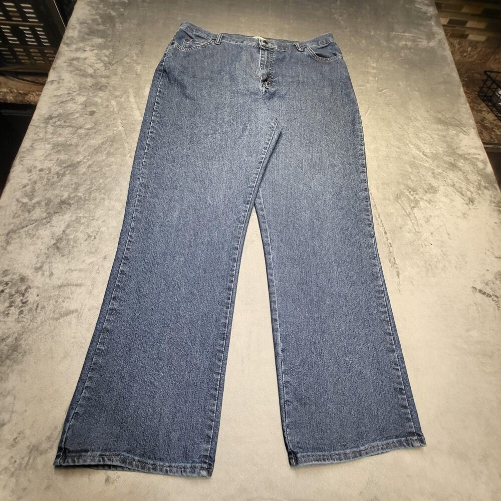 Lee Jeans Womens 16 Blue Cropped Denim Relaxed Stretch Pockets Zip